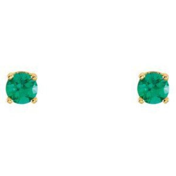 14K Yellow Lab-Grown EmeraldEarrings